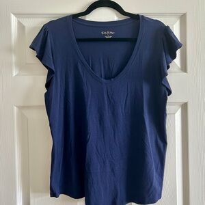 Lilly Pulitzer Blue Flutter Sleeve T-Shirt